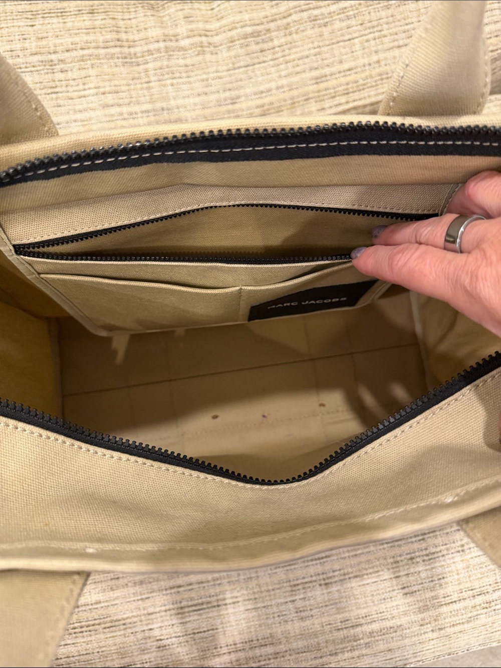 Marc Jacobs Canvas Tote Bag in Beige with White Logo - Picture 10 of 16